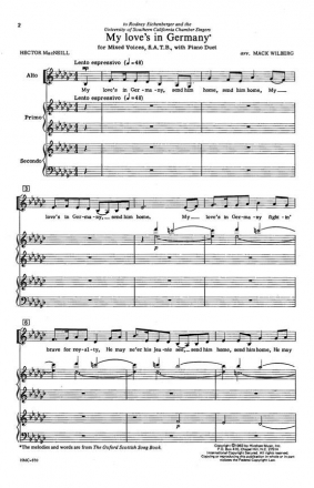 My Love's In Germany SATB, Piano Duet Chorpartitur