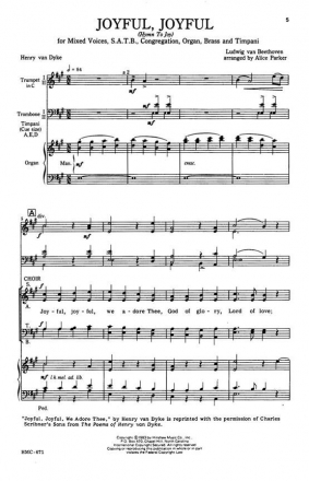 Ludwig van Beethoven, Joyful, Joyful SATB and Organ Chorpartitur