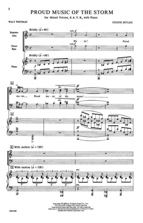 Eugene Butler, Proud Music Of The Storm SATB, Piano Chorpartitur