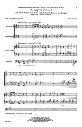 Ruth Artman, Joyful Noise SATB and Keyboard Chorpartitur