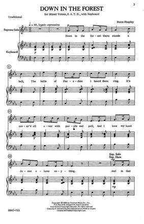 Steve Shepley, Down In The Forest SATB and Keyboard Chorpartitur