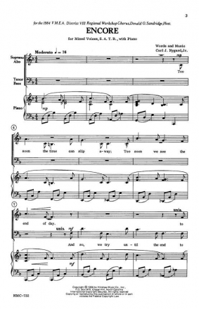 Carl Nygard, Encore SATB, Piano Chorpartitur