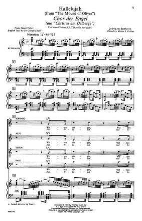 Ludwig van Beethoven, Hallelujah SATB and Keyboard Chorpartitur