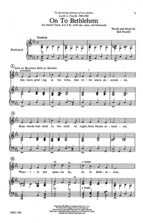 Robert Fouche, On To Bethlehem SATB, Optional Solo, Keyboard Chorpartitur