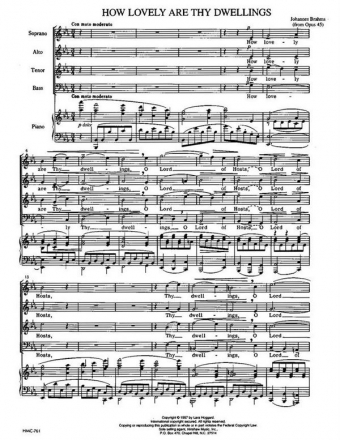 Johannes Brahms, How Lovely Are Thy Dwellings SATB and Keyboard Chorpartitur