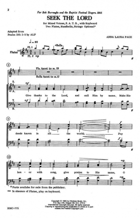 Anna Laura Page, Seek The Lord SATB and Keyboard Chorpartitur