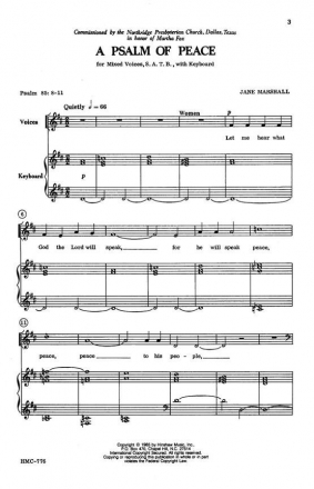 Jane Marshall, A Psalm Of Peace SATB and Keyboard Chorpartitur