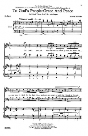 Michael McCabe, To God's People: Grace And Peace SATB and Organ Chorpartitur