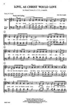 Bob Burroughs, Love, As Christ Would Love SATB a Cappella Chorpartitur