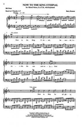 Barry Braman, Now To The King Eternal SATB and Keyboard Chorpartitur