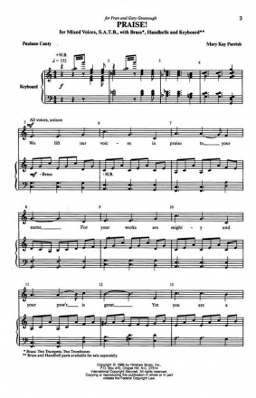 Mary Kay Parrish, Praise! SATB, Keyboard, Brass and Handbells Chorpartitur