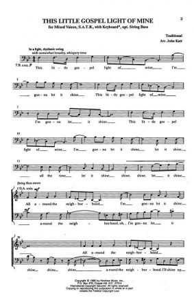 This Little Gospel Light Of Mine SATB, Keyboard, Optional String Bass Chorpartitur