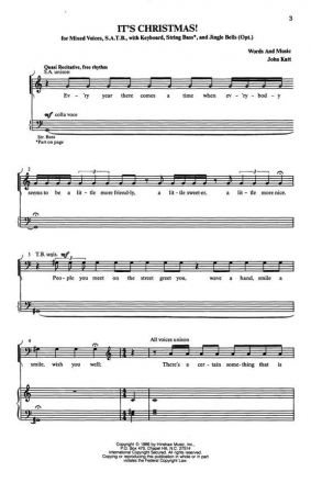 John Katt, It's Christmas SATB, Keyboard, String Bass and Jingle Bells Optional Chorpartitur