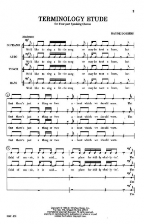 Bayne Dobbins, Terminology Etude 4-Part Speaking Chorus, a Cappella Chorpartitur