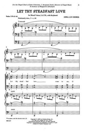 Emma Lou Diemer, Let Thy Steadfast Love SATB and Keyboard Chorpartitur