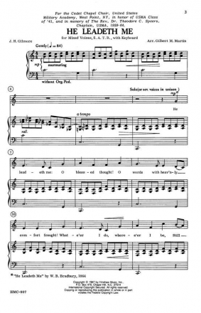 William B. Bradbury, He Leadeth Me SATB and Keyboard Chorpartitur