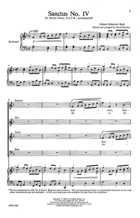 Johann Sebastian Bach, Sanctus No. IV SATB and Keyboard Chorpartitur