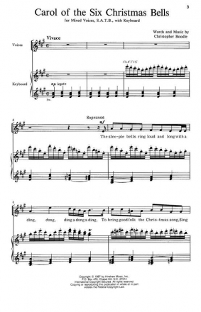 Christopher Boodle, Carol Of The Six Christmas Bells SATB and Keyboard Chorpartitur