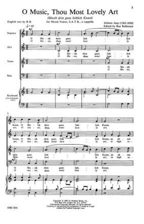 Johann Jeep, O Music, Thou Most Lovely Art SATB a Cappella Chorpartitur