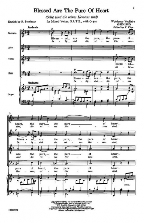 Woldemar Voullaire, Blessed Are The Pure Of Heart SATB a Cappella Chorpartitur