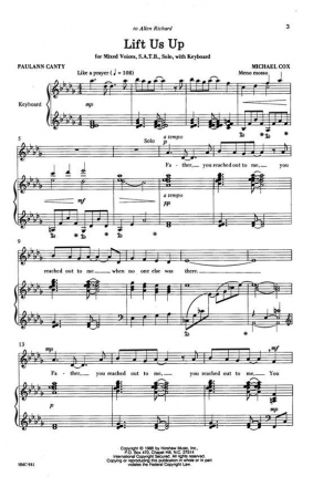 Michael Cox, Lift Us Up SATB, Soprano Solo, Keyboard Chorpartitur