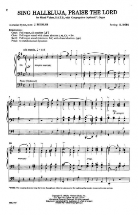 J. Bechler, Sing Halleluja, Praise The Lord SATB Optional Congregation, Organ Chorpartitur