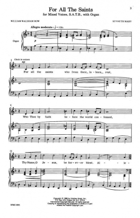 Kenneth Mahy, For All The Saints SATB and Organ Chorpartitur