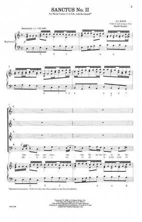 Johann Sebastian Bach, Sanctus No. II SATB and Keyboard Chorpartitur