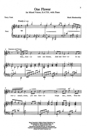 Mark Blankenship, One Flower SATB, Piano Chorpartitur