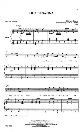 Stephen Foster, Oh! Susanna SATB, Keyboard, Optional Orchestra Chorpartitur