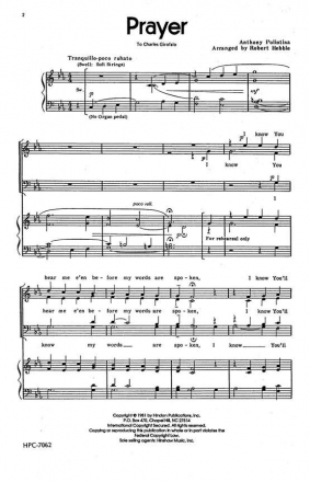 Anthony Polistina, Prayer SATB and Organ Chorpartitur