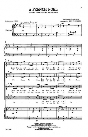 A French Noel SATB and Keyboard Chorpartitur