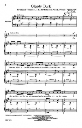 Stephen Foster, Glendy Burk SATB and Keyboard Chorpartitur