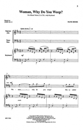 Hank Beebe, Woman, Why Do You Weep? SATB and Keyboard Chorpartitur