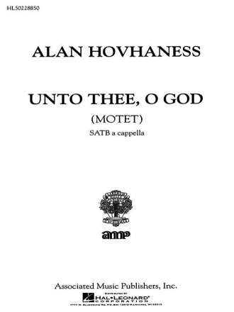 A Hovhaness, Unto Thee, O God SATB Chorpartitur