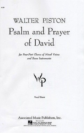 Walter Piston, Psalm And Prayer Of David SATB Chorpartitur