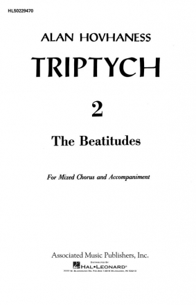 A Hovhaness, Beatitudes Triptych 2 Op 100 SATB Chorpartitur