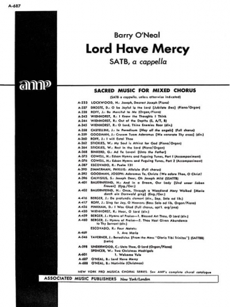 N Oneal, Lord Have Mercy SATB Chorpartitur