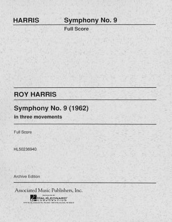 Roy Harris, Symphony No. 9 (1962) Orchestra Partitur