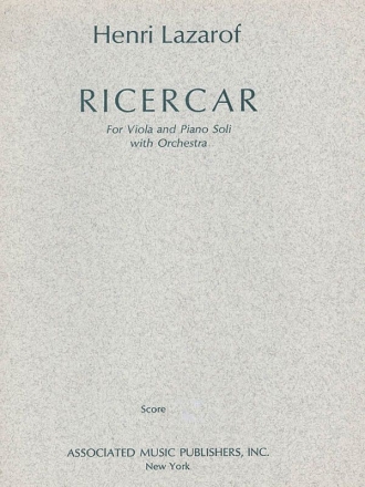 Henri Lazarof, Ricercare (1968) Viola, Piano and Orchestra Partitur