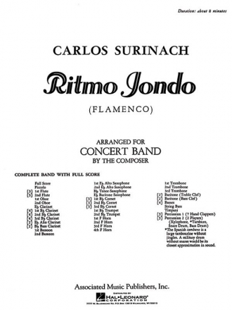 Carlos Surinach, Ritmo Jondo Concert Band Partitur