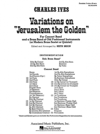 Variations on Jerusalem the Golden Concert Band Partitur