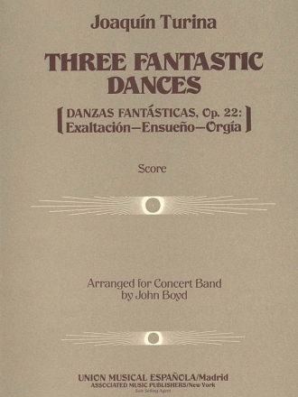 Joaqun Turina, 3 Fantastic Dances, Op. 22 Concert Band Partitur + Stimmen