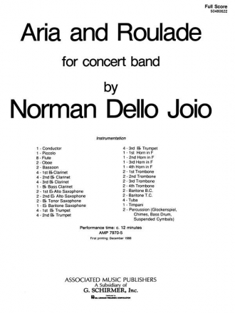 N Dello Joio, Aria & Roulade Concert Band Partitur