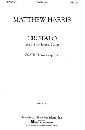 Matthew Harris, Crtalo SSATB a Cappella Chorpartitur