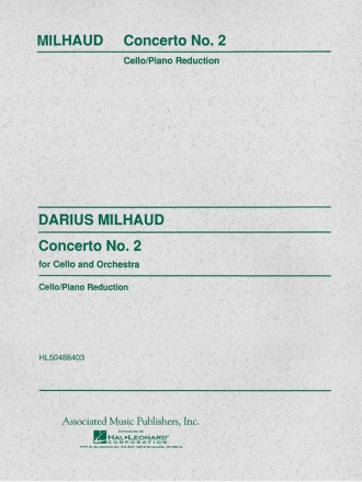 Darius Milhaud, Concerto No.2 For Cello And Orchestra Cello und Klavier Buch