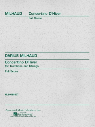 Darius Milhaud, Concertino D'Hiver Op.327 Trombone and Orchestra Partitur