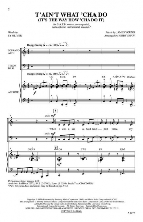 T'ain't What 'Cha Do (It's the Way How 'Cha Do It) SATB Chorpartitur