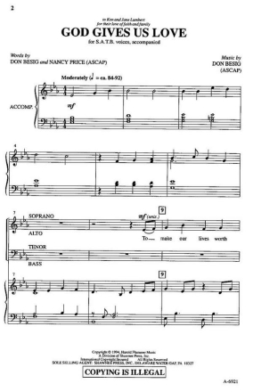 Price, God Gives Us Love SATB Chorpartitur