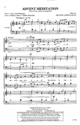 Michael Larkin, Advent Meditation SATB Chorpartitur